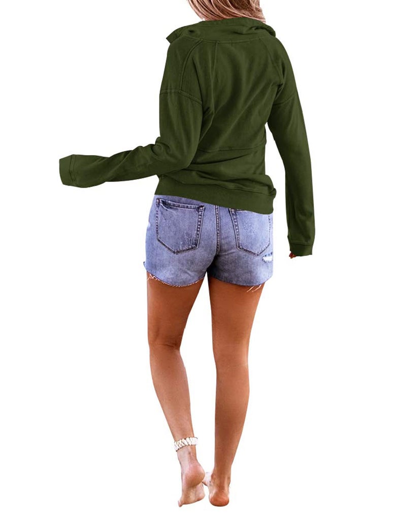 Floral Find Women's Long Sleeve Lapel Half Zip Up Sweatshirt Solid Stylish Loose Fit Casual Pullover Tops - Image 3